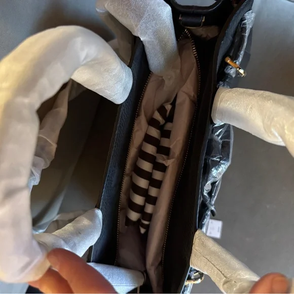 Henri Bendel Black Leather Belmont Tote Bag - Picture 2 of 6